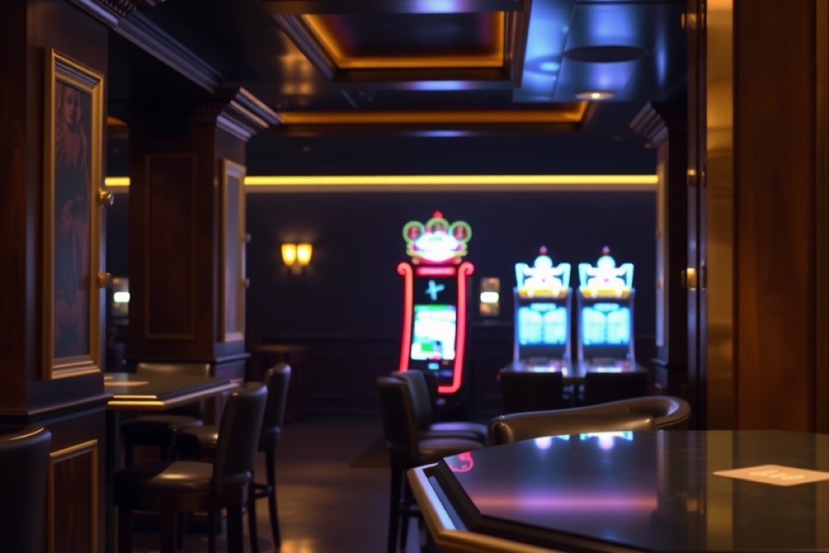 Atmospheric photograph of a dim gaming hall