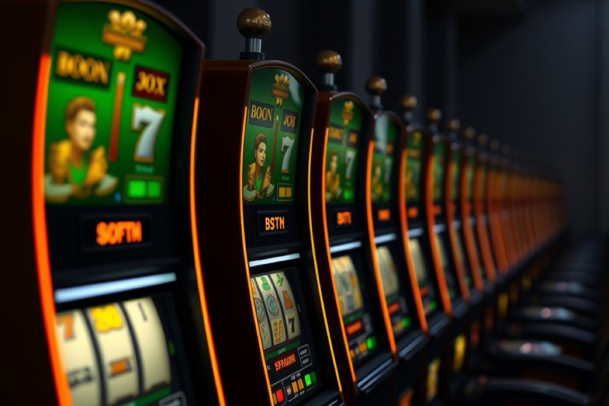 Atmospheric photograph of a dim gaming hall